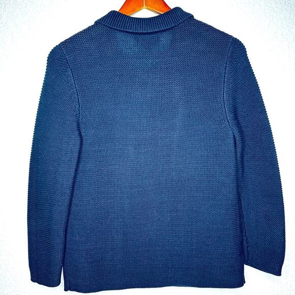 Ann Taylor Cardigan Beautiful Cotton Knit Navy Sz‎ Medium - Picture 6 of 11
